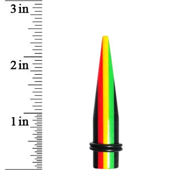 1/2 Acrylic Rasta Stripes Straight Taper