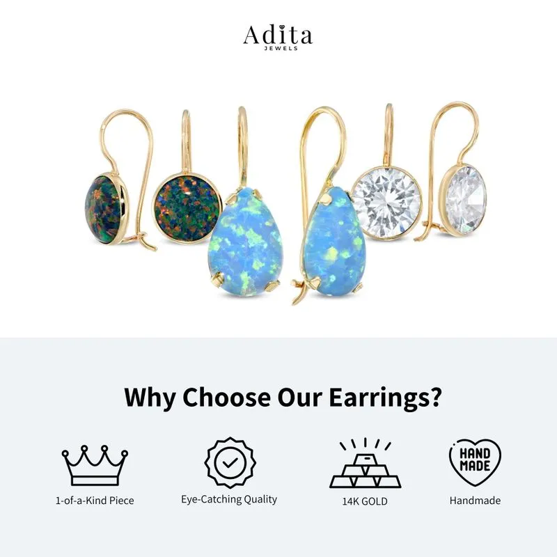 14 Carat Gold Earrings In a 7mm White Zircon Inlay