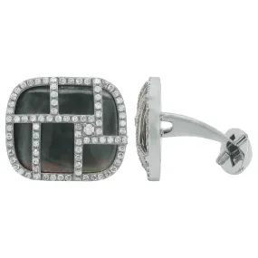 14K GOLD DIAMOND BLACK MOTHER OF PEARL JOEL CUFFLINKS