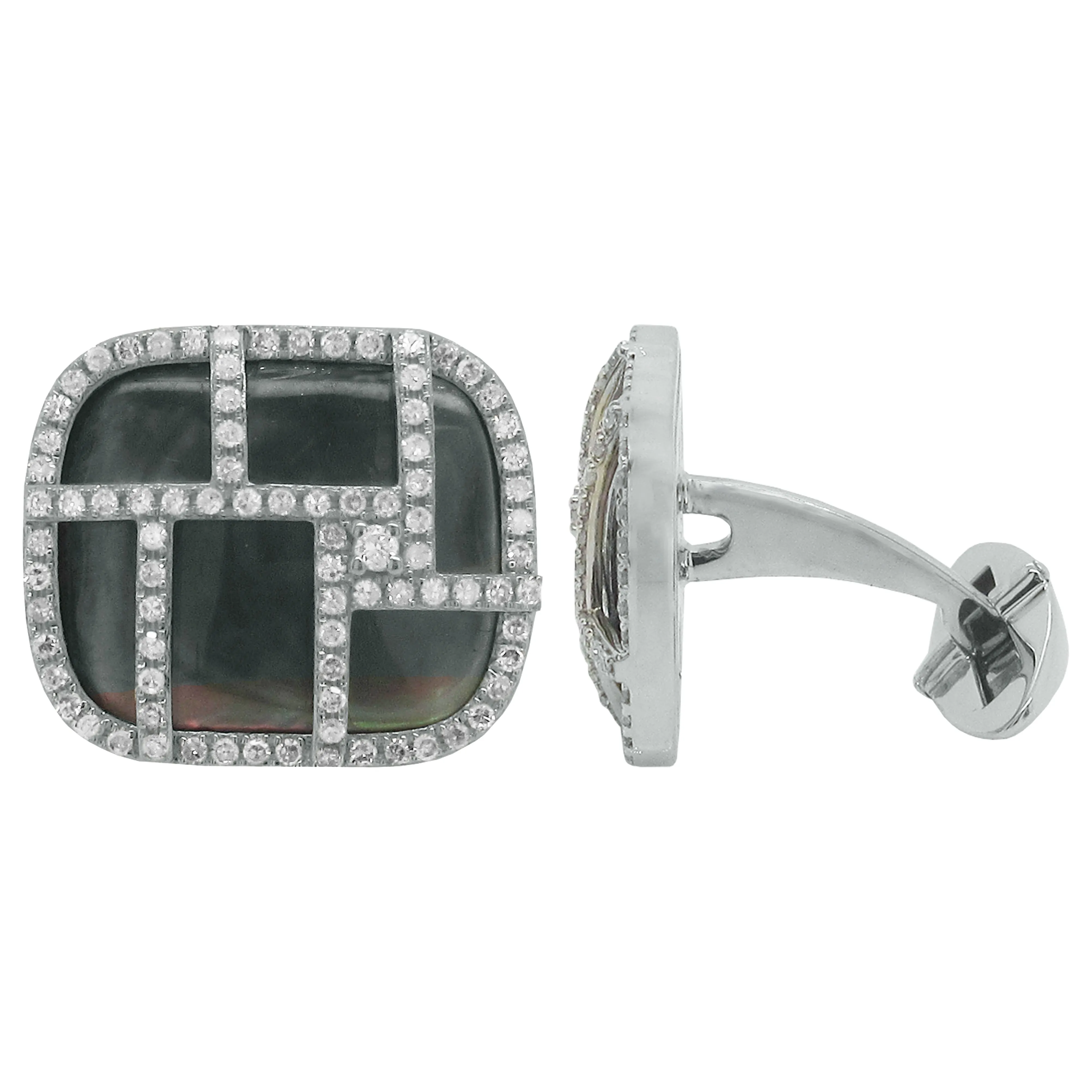 14K GOLD DIAMOND BLACK MOTHER OF PEARL JOEL CUFFLINKS