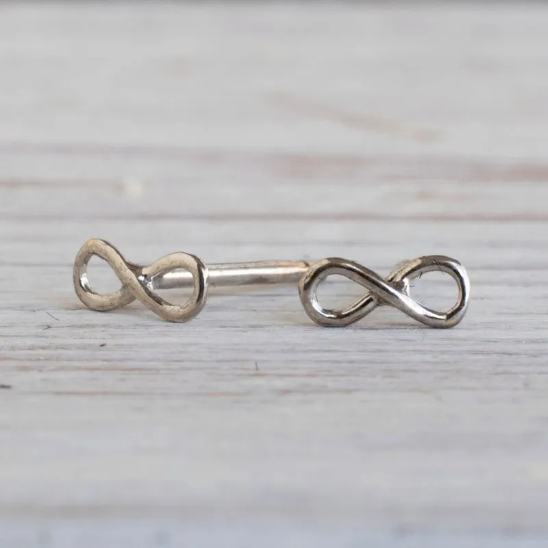 14K White Gold Infinity Stud Earrings