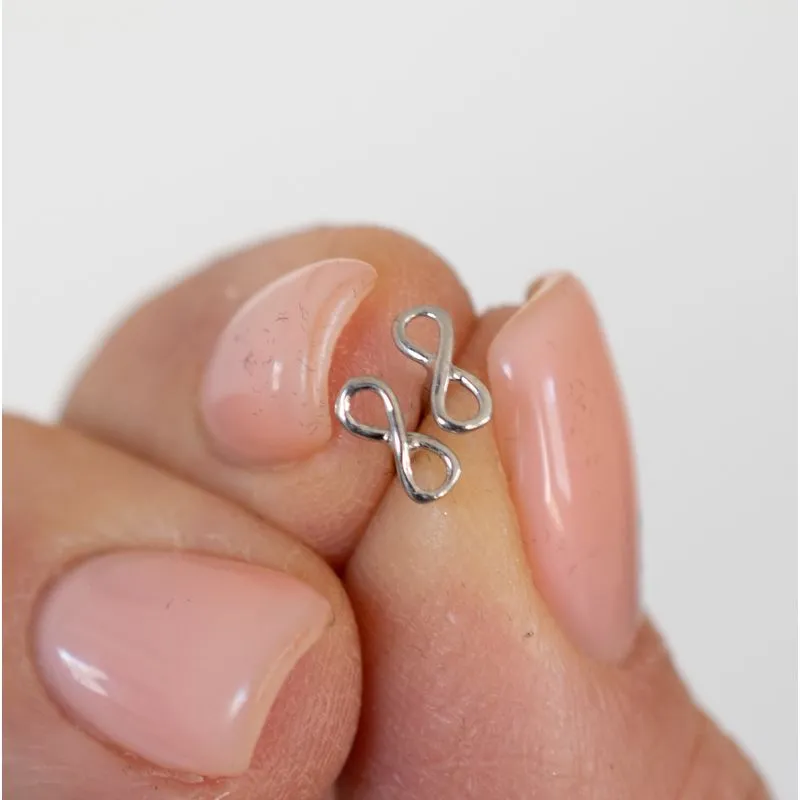 14K White Gold Infinity Stud Earrings