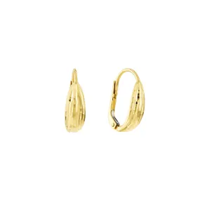 14k Yellow Gold Diamond-Cut Curve Earrings