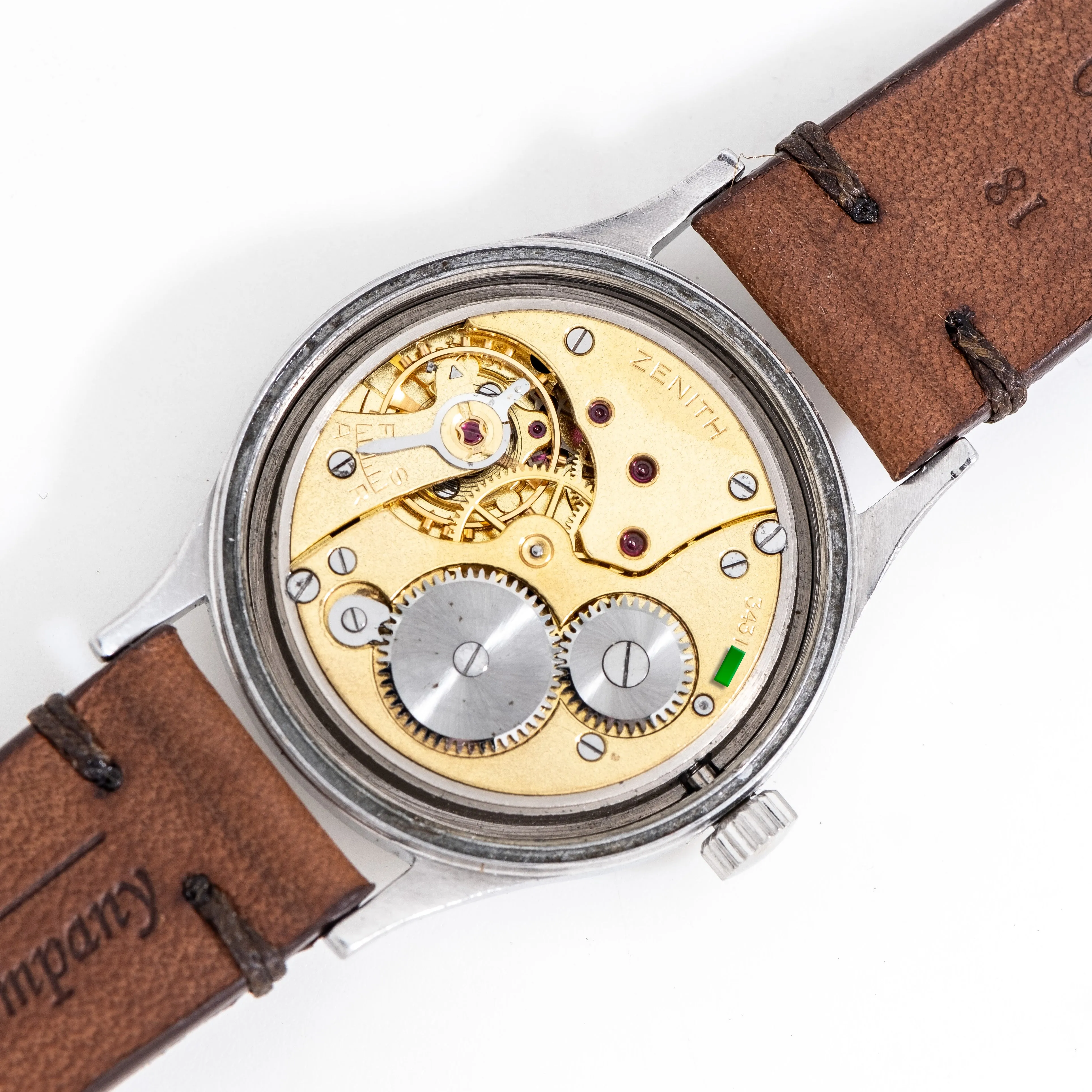 Vintage 1942 Zenith German Military Stainless Steel Watch - WWII Era (#14978)