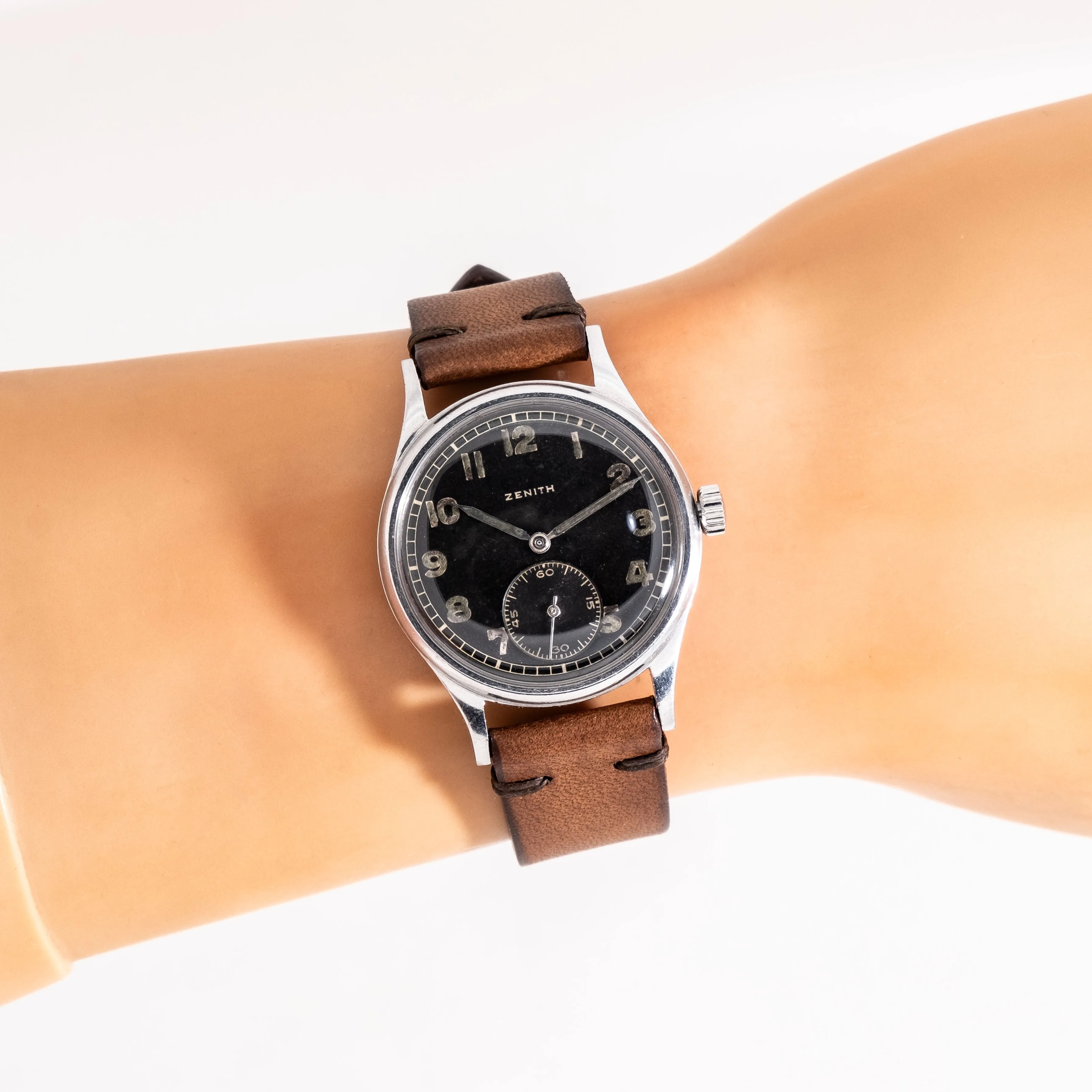 Vintage 1942 Zenith German Military Stainless Steel Watch - WWII Era (#14978)