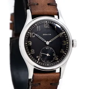 Vintage 1942 Zenith German Military Stainless Steel Watch - WWII Era (#14978)