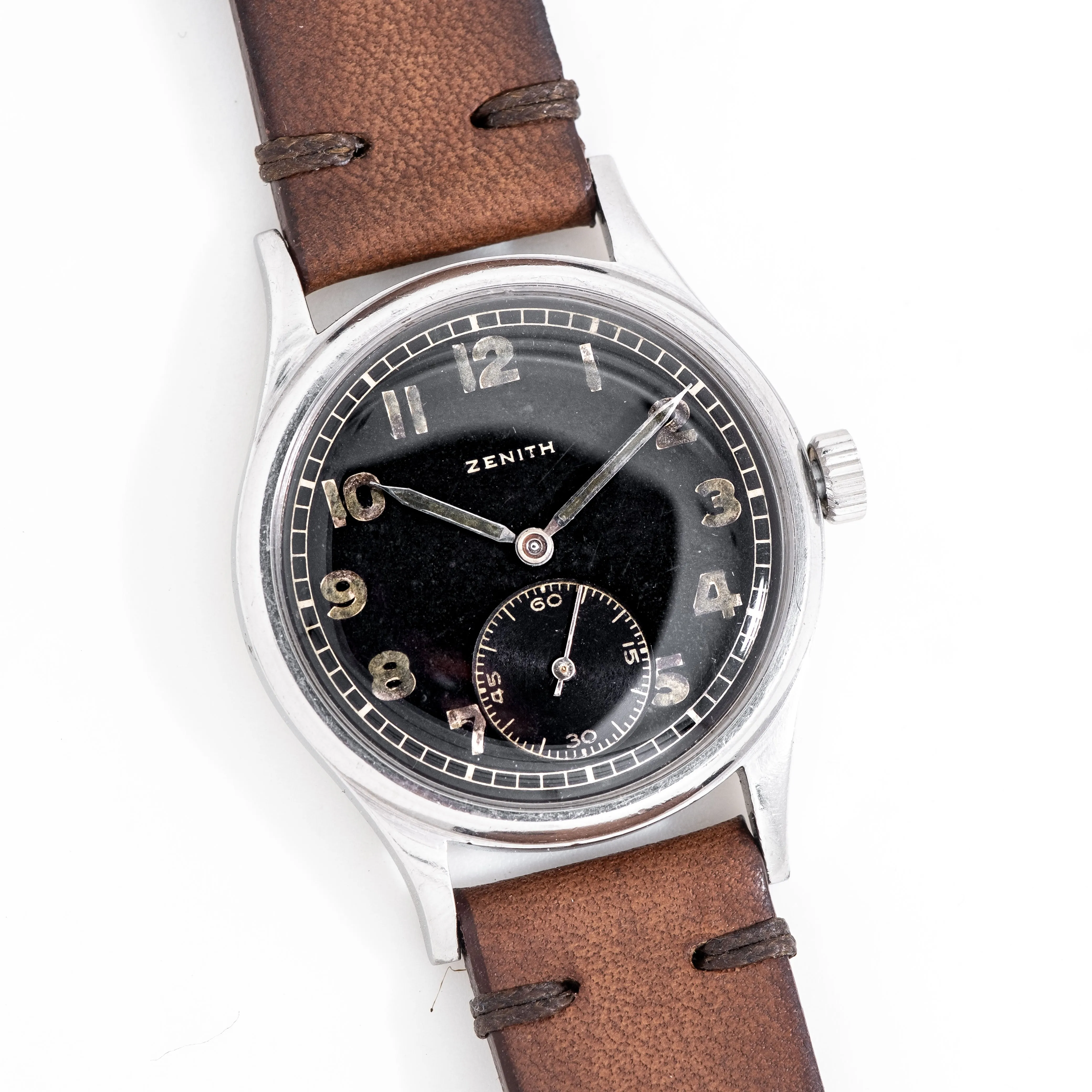 Vintage 1942 Zenith German Military Stainless Steel Watch - WWII Era (#14978)