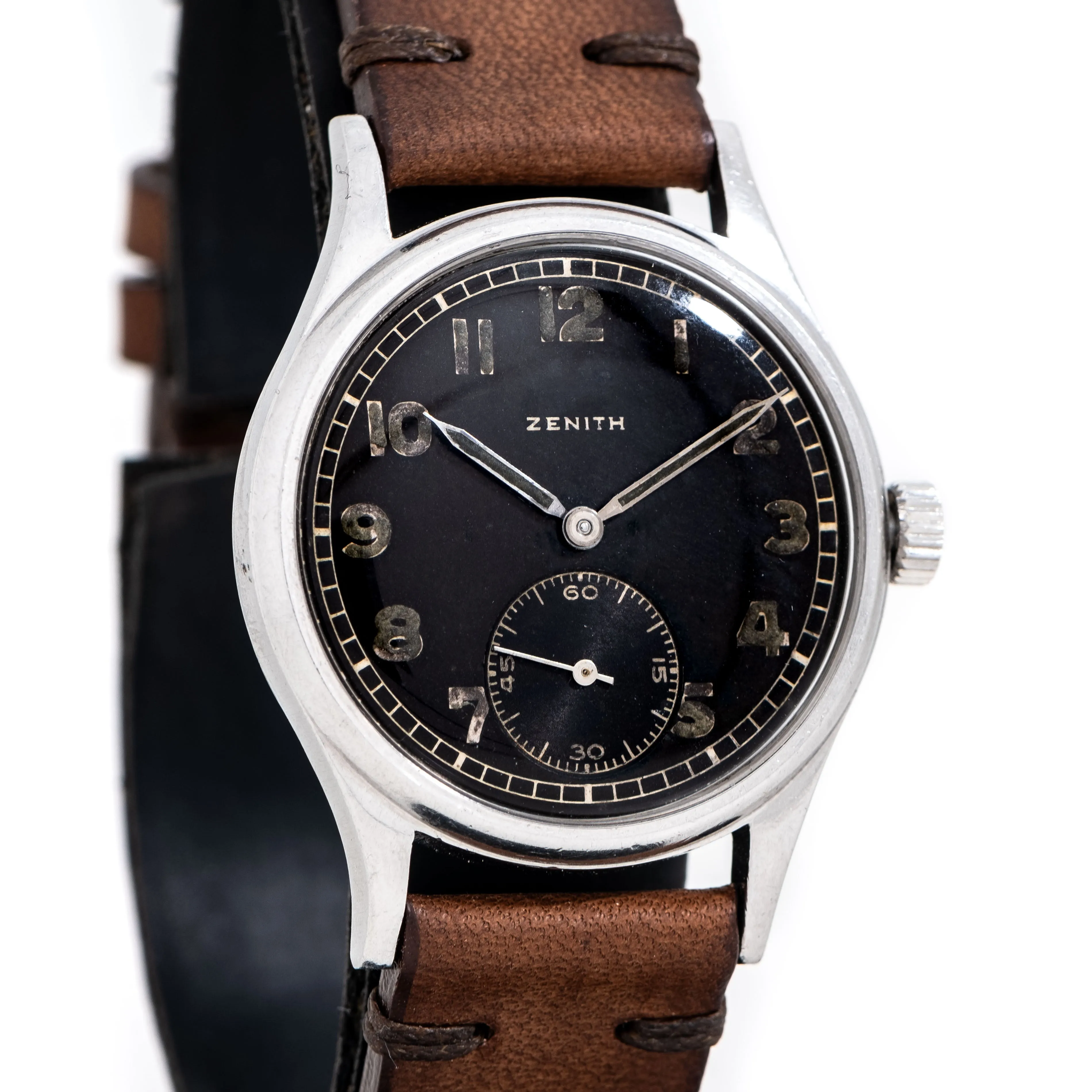 Vintage 1942 Zenith German Military Stainless Steel Watch - WWII Era (#14978)