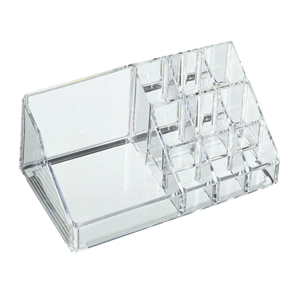 2 Clear Acrylic 10 Compartment Nail Polish Holder Organizer Makeup Oils Storage