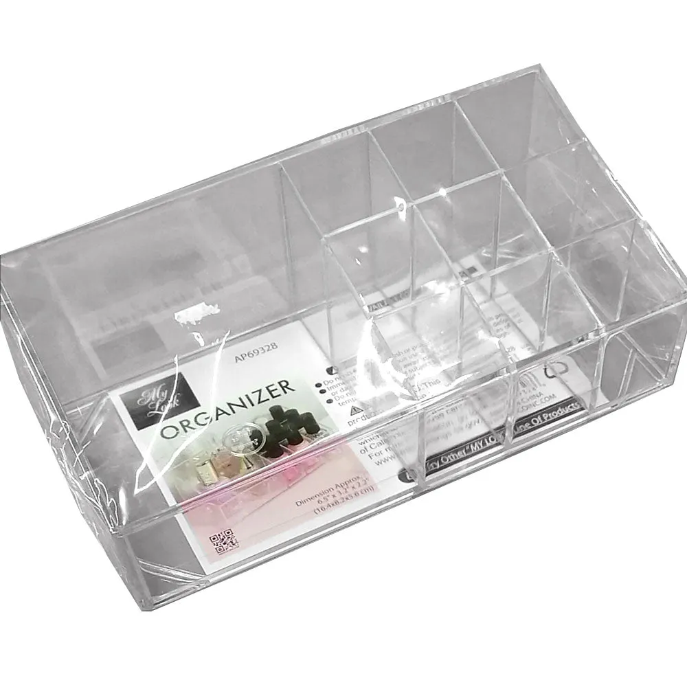 2 Clear Acrylic 10 Compartment Nail Polish Holder Organizer Makeup Oils Storage