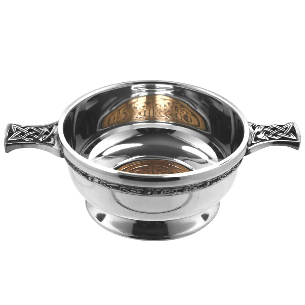 3.5 Inch Pewter Quaich Bowl with Rose Copper Badge