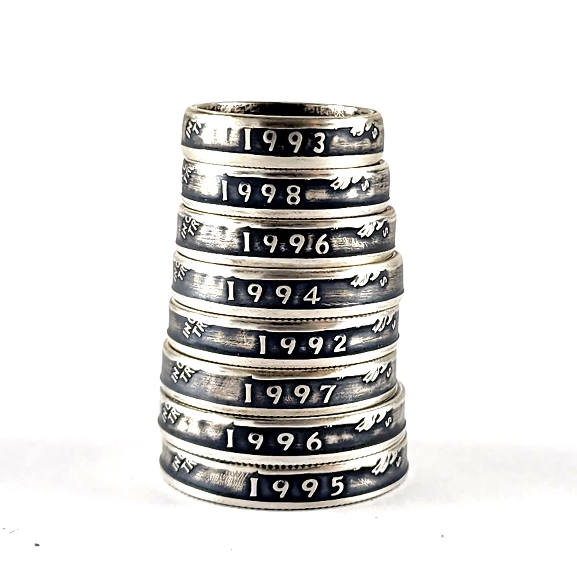 90% Silver 1992-1998 Washington Quarter Stacking Coin Ring