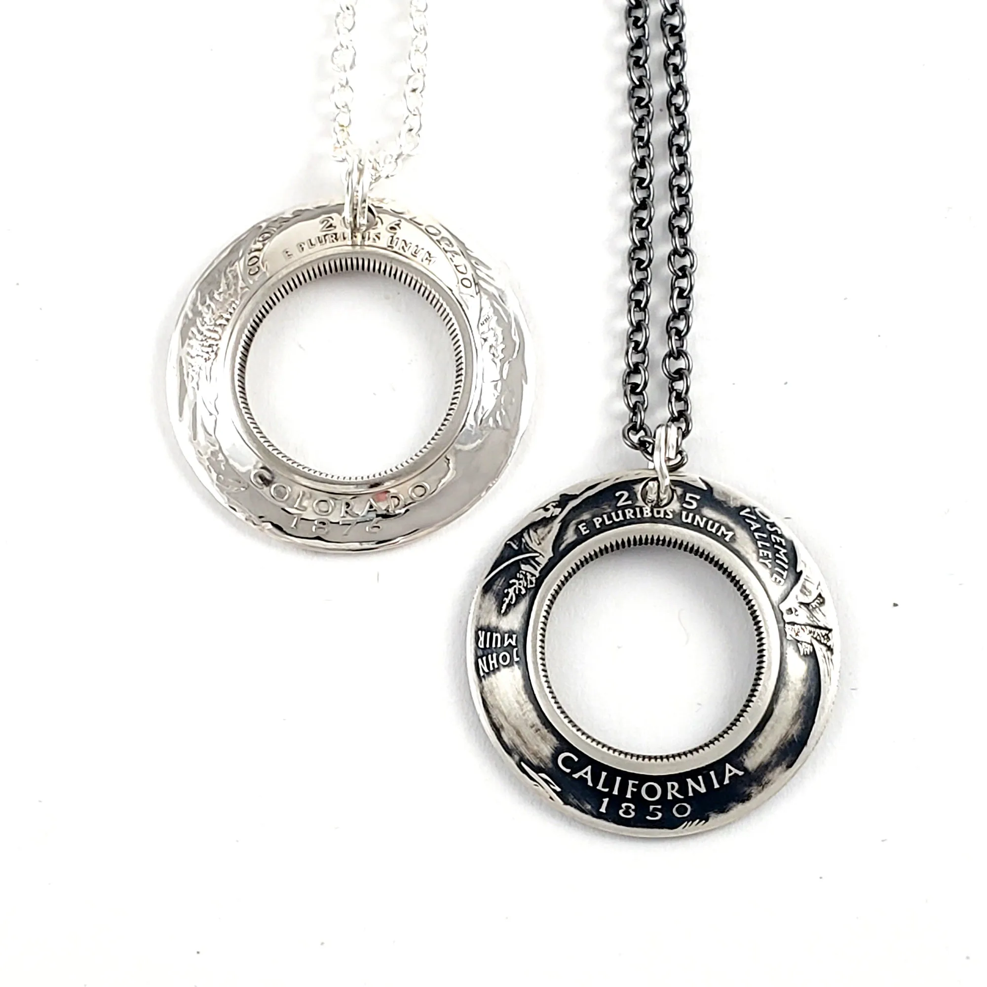 90% Silver State Quarter Inside Out Coin Necklace