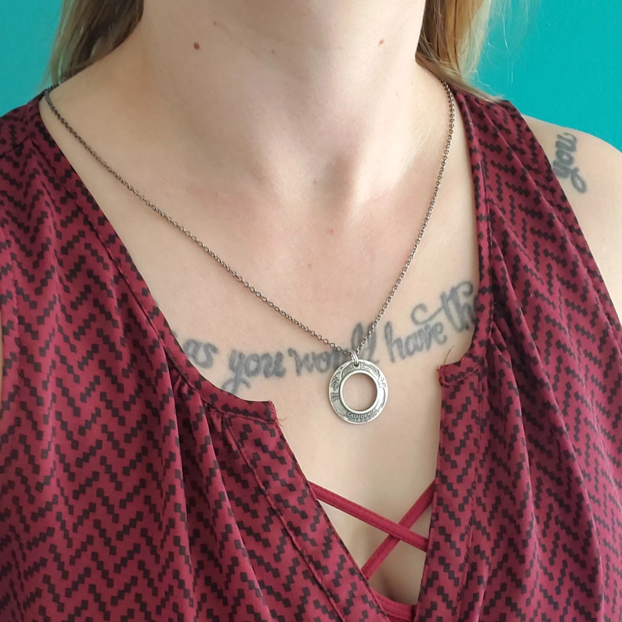 90% Silver State Quarter Inside Out Coin Necklace