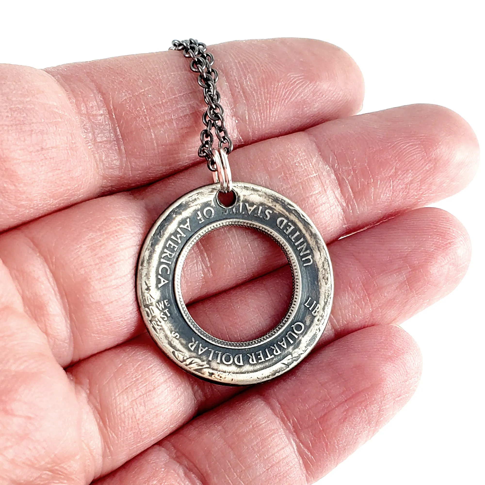 90% Silver State Quarter Inside Out Coin Necklace