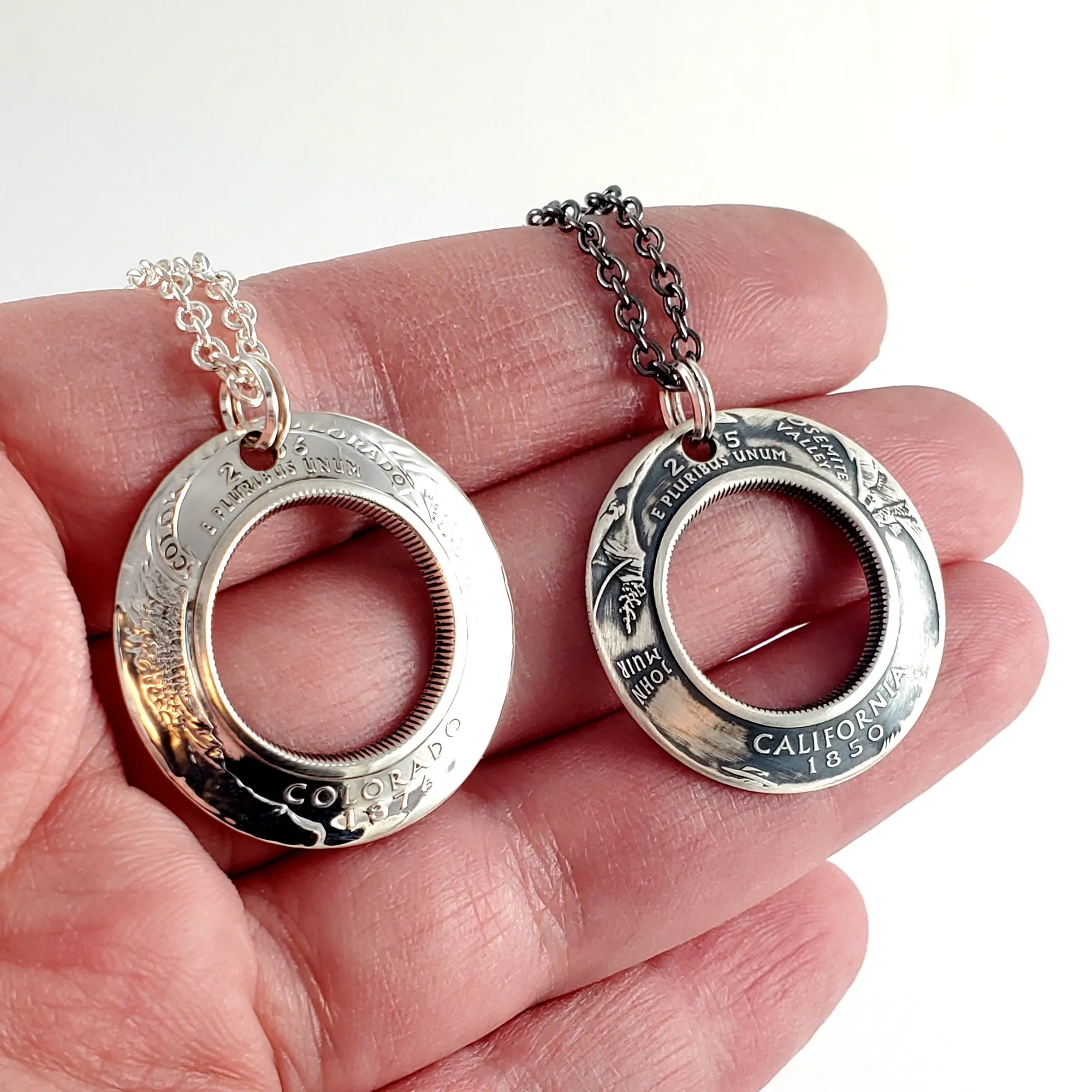 90% Silver State Quarter Inside Out Coin Necklace