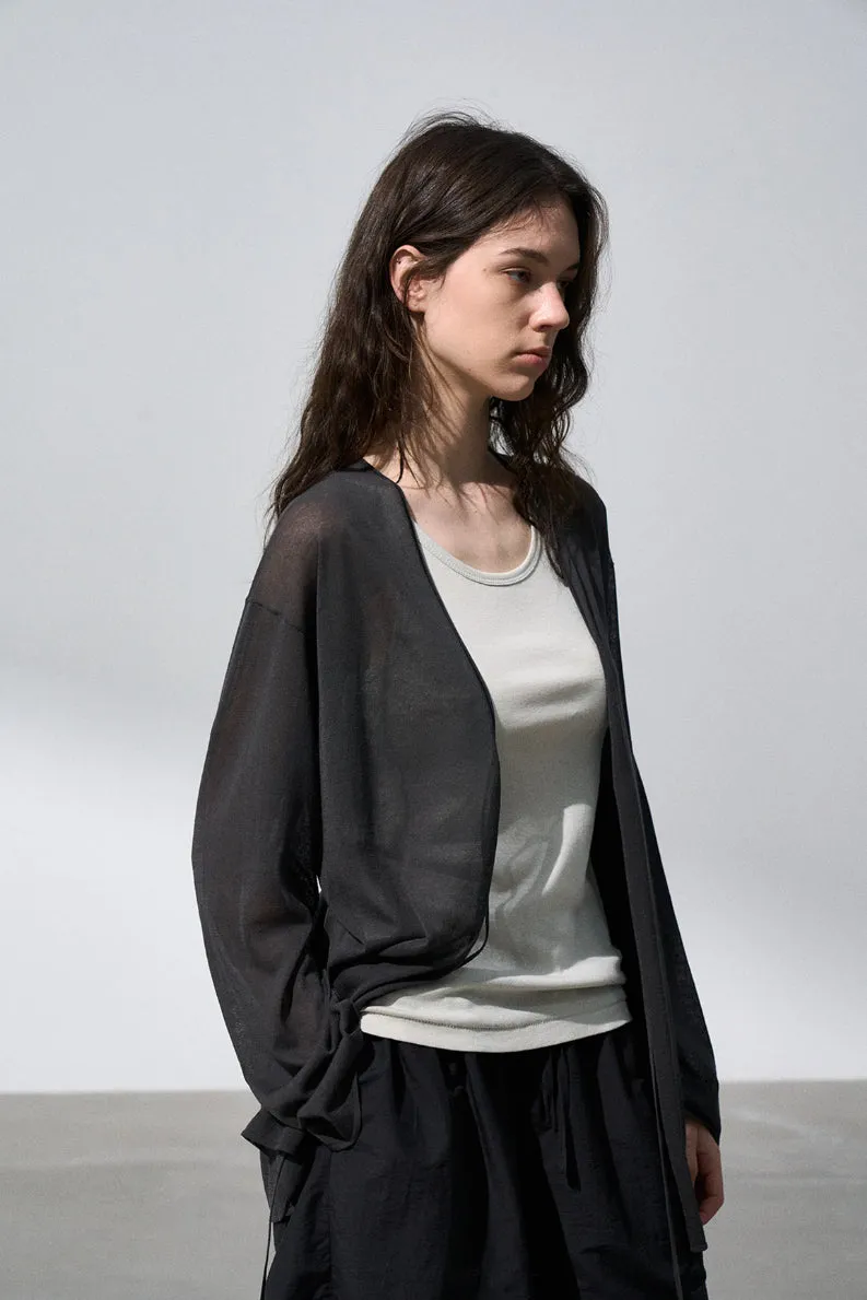 Acetate blend cool knit cardigan | 4 color