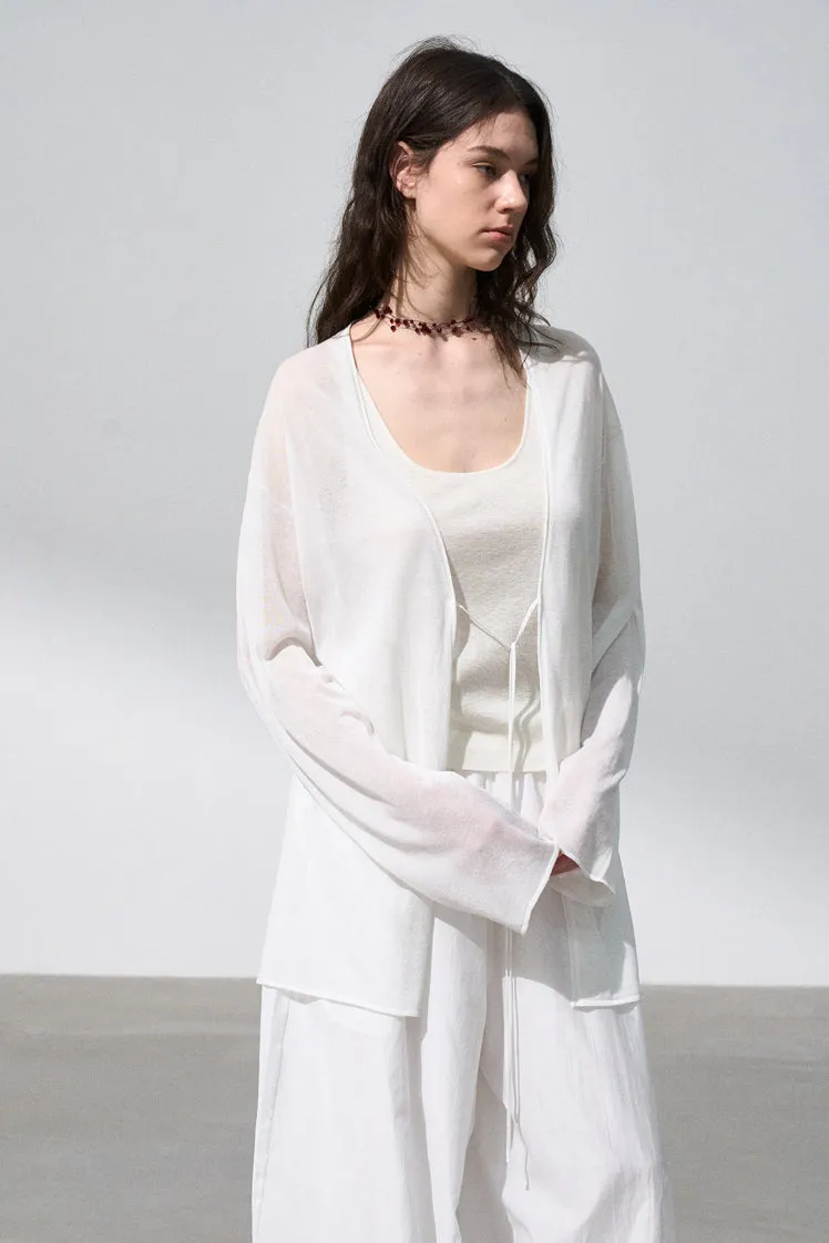 Acetate blend cool knit cardigan | 4 color