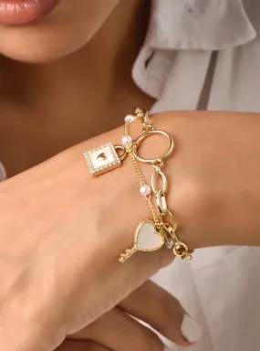 Charming Layered Lock & Key Bracelet - Adorable Double Strand Design