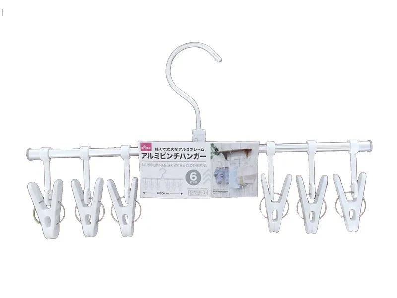 Aluminum Hanger with 6 Clothespins
