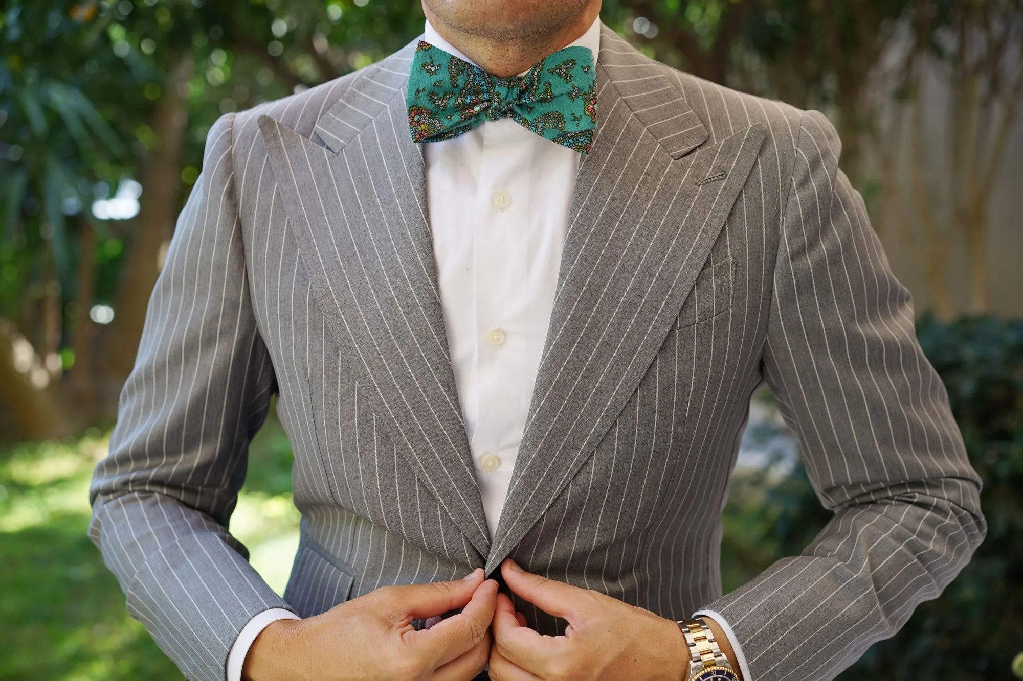 Amer Fort Teal Paisley Self Bow Tie
