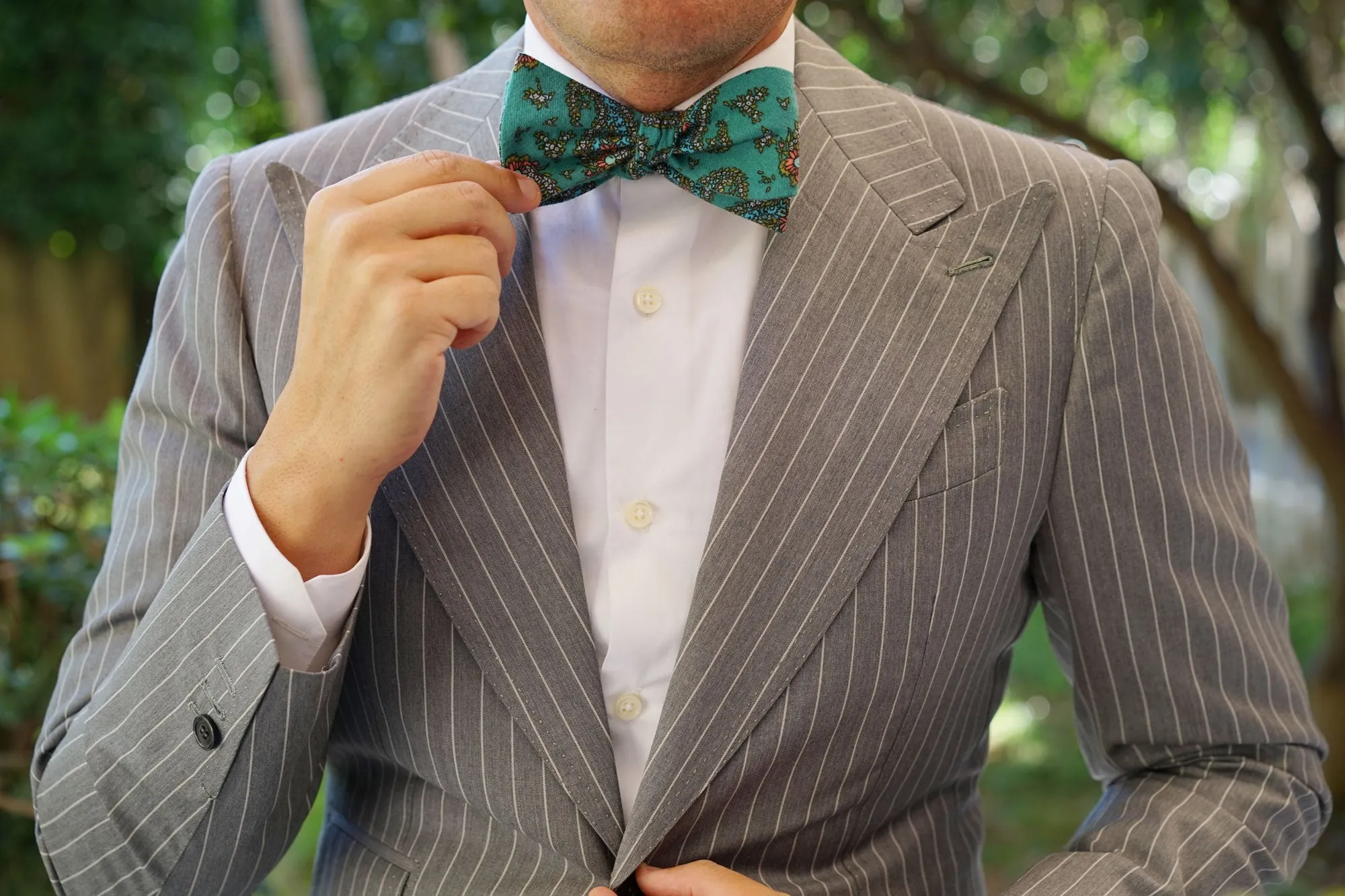 Amer Fort Teal Paisley Self Bow Tie
