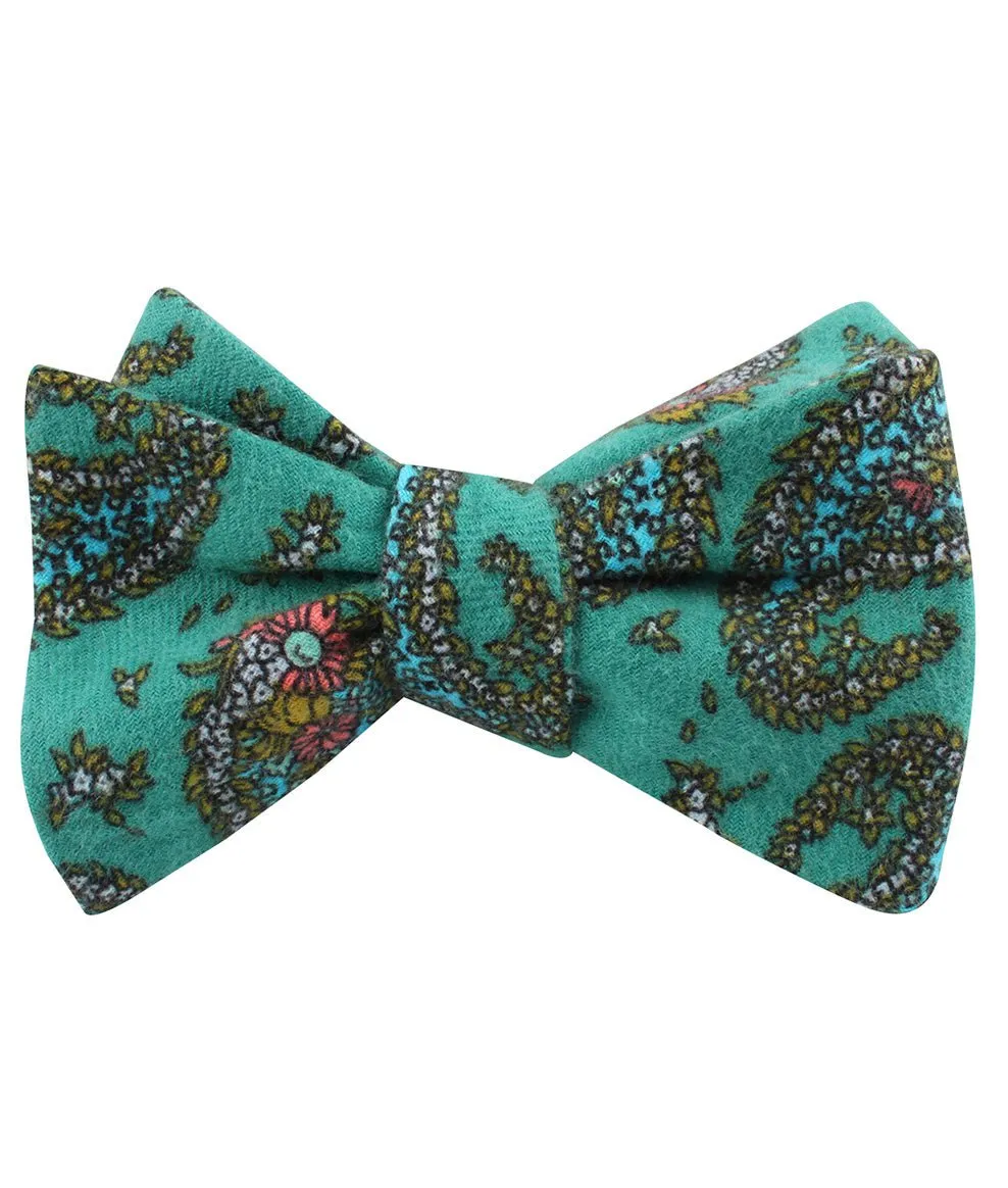 Amer Fort Teal Paisley Self Bow Tie