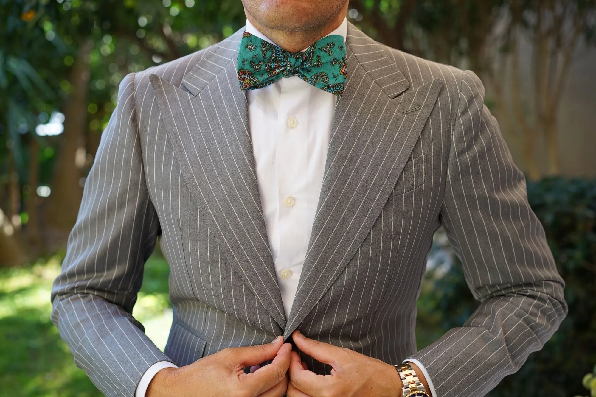 Amer Fort Teal Paisley Self Bow Tie