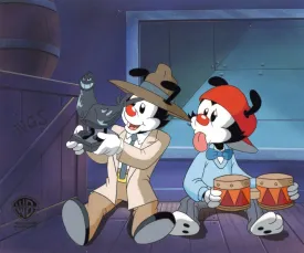 Animaniacs Original Production Cel on Original Background: Yakko and Wakko