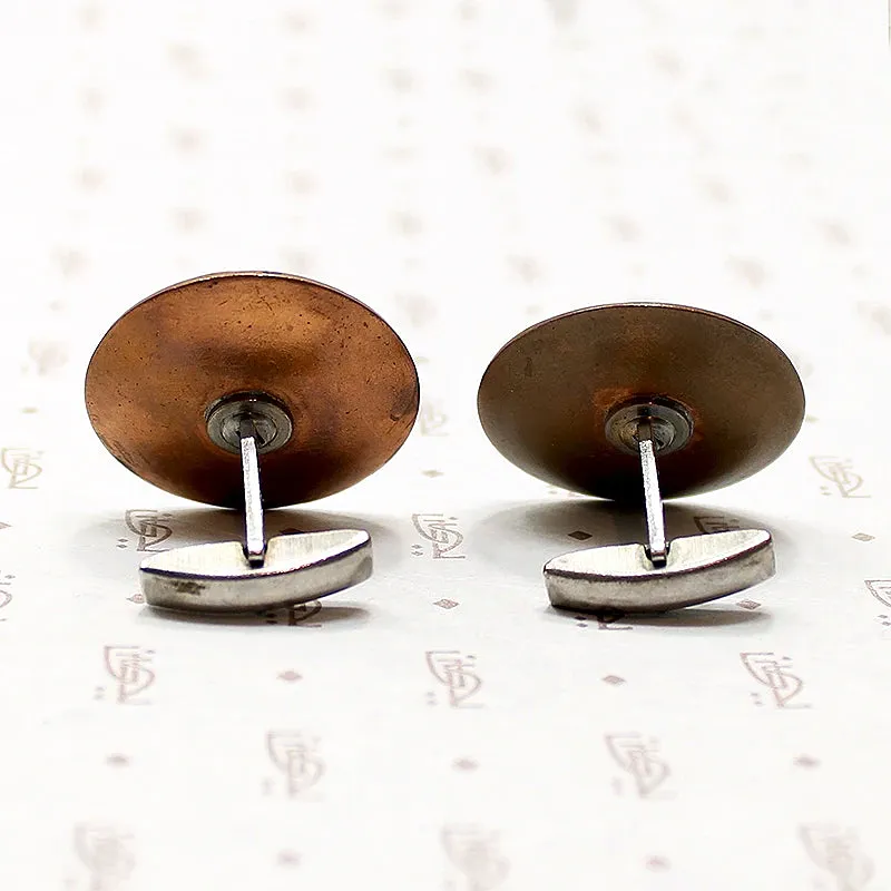 Artisan Aquatic Motif Enamel on Copper Cufflinks