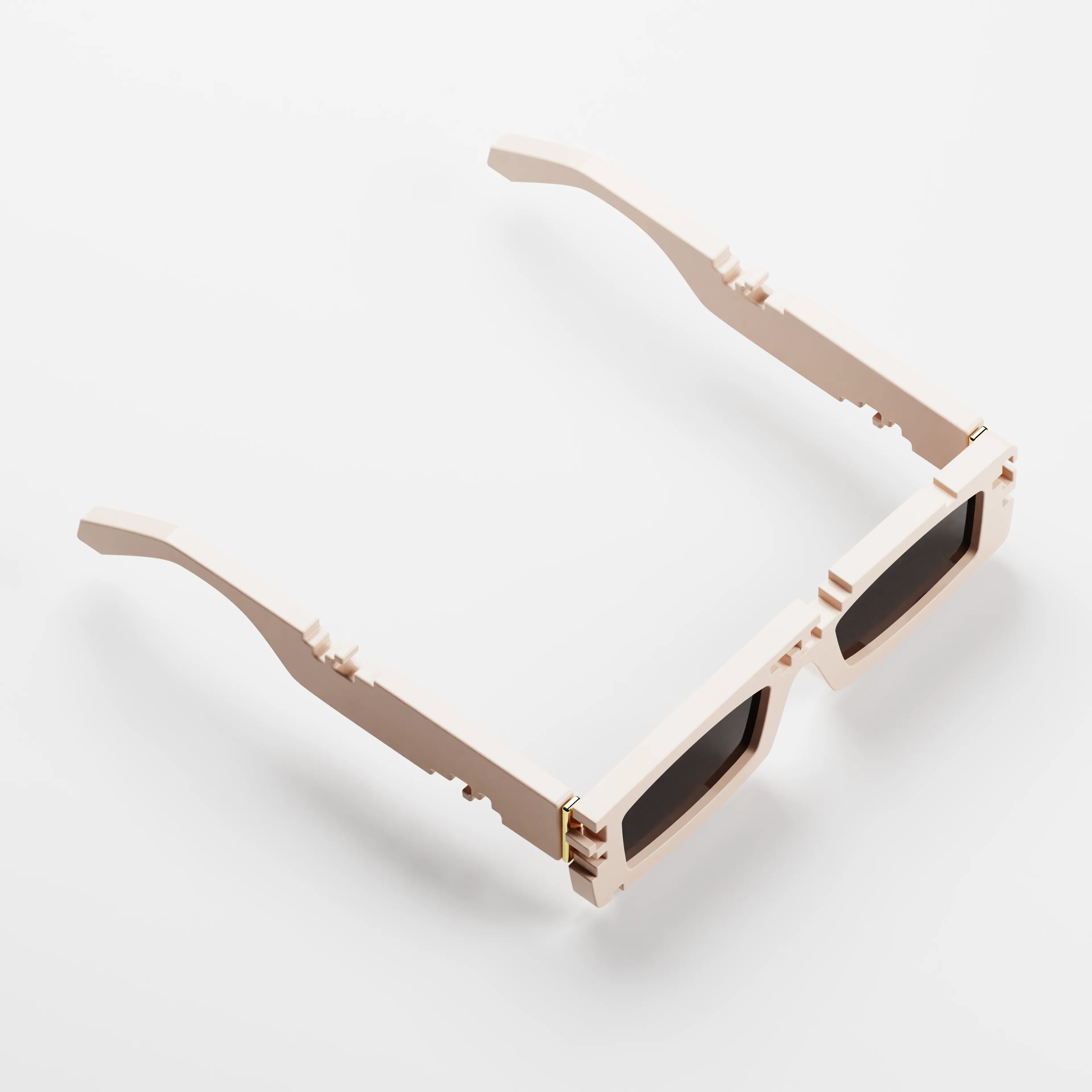 Ashluxe Pixel Cut Chalk Cream Sunglasses