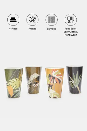 Assorted Printed Bamboo Glass Set (4 Piece)