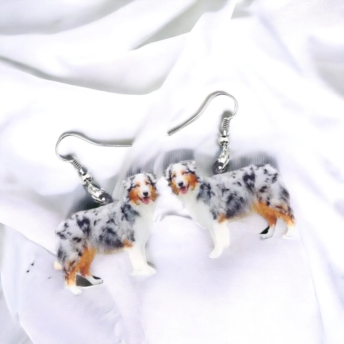 Australian Shepherd Earrings - Australian Shepherd, Dog Earrings, Dog Jewelry, Dog Mom, Merle Red Aussie, Dog Accessories, Cattle Dog