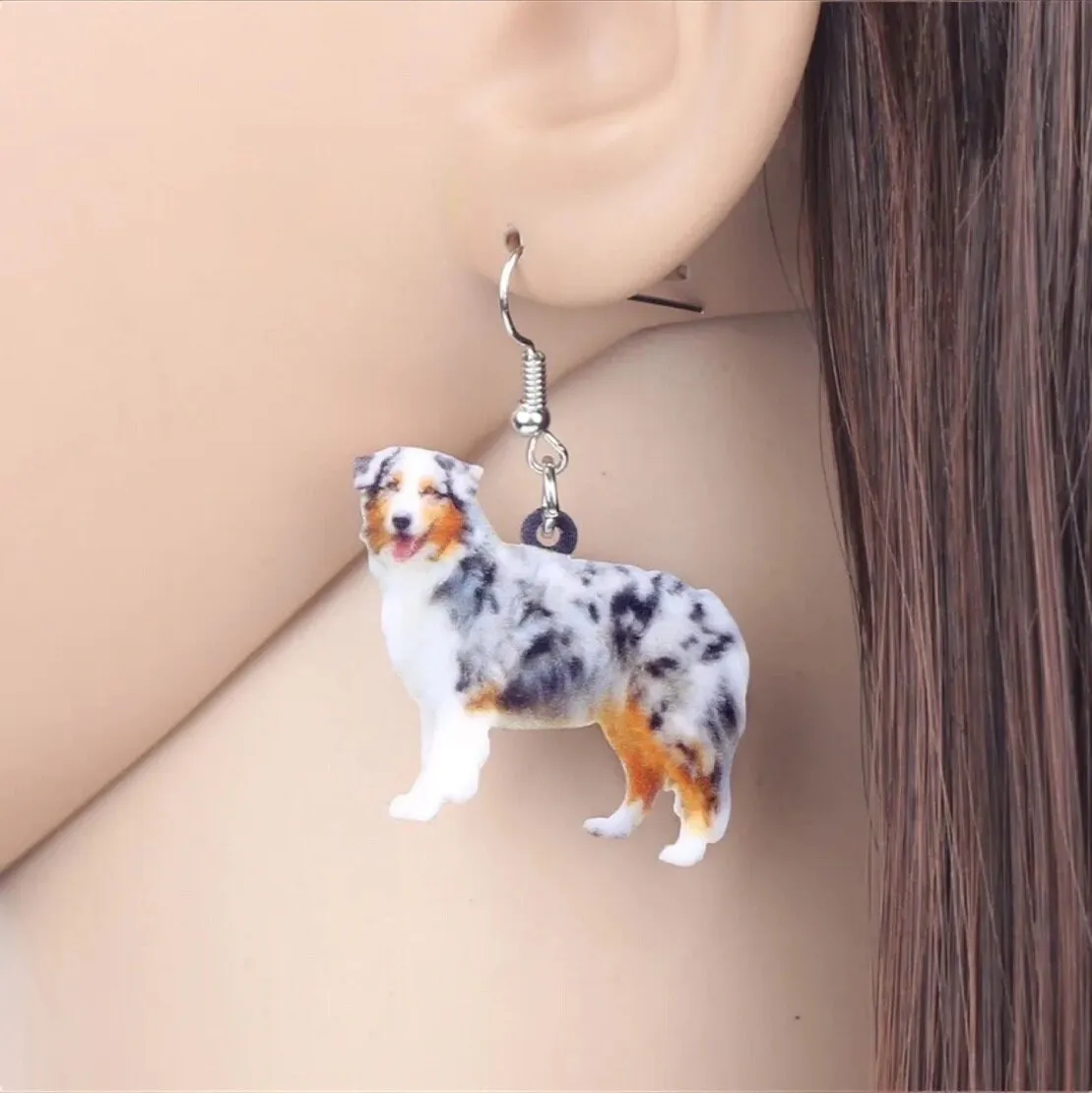 Australian Shepherd Earrings - Australian Shepherd, Dog Earrings, Dog Jewelry, Dog Mom, Merle Red Aussie, Dog Accessories, Cattle Dog