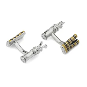 Babette Wasserman Golf and Trouser Cufflinks in Brown and Yellow Enamel