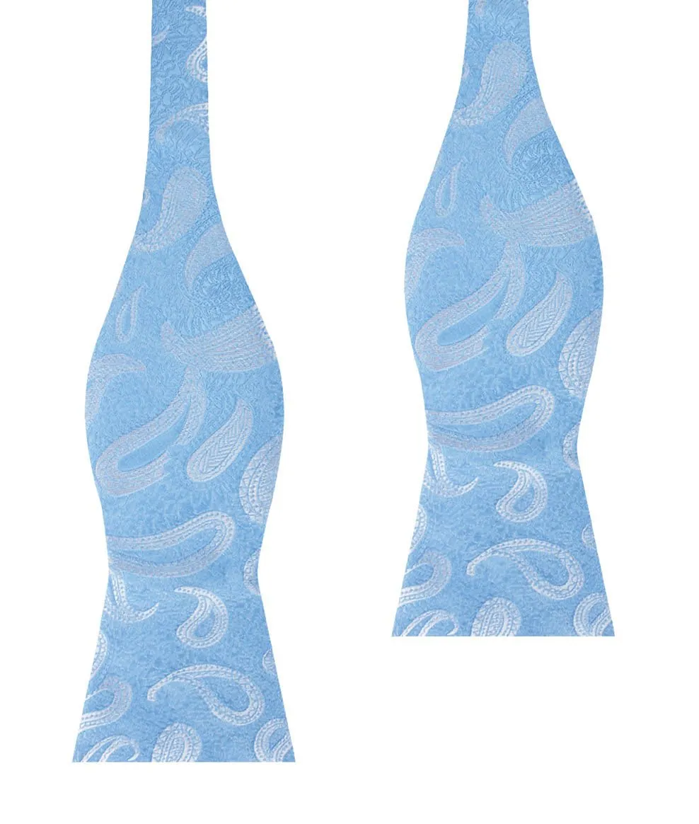 Baby Blue Teardrop Paisley Self Bow Tie