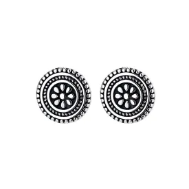 Bali Filigree Oxidized Artisan Floral Stud Earrings