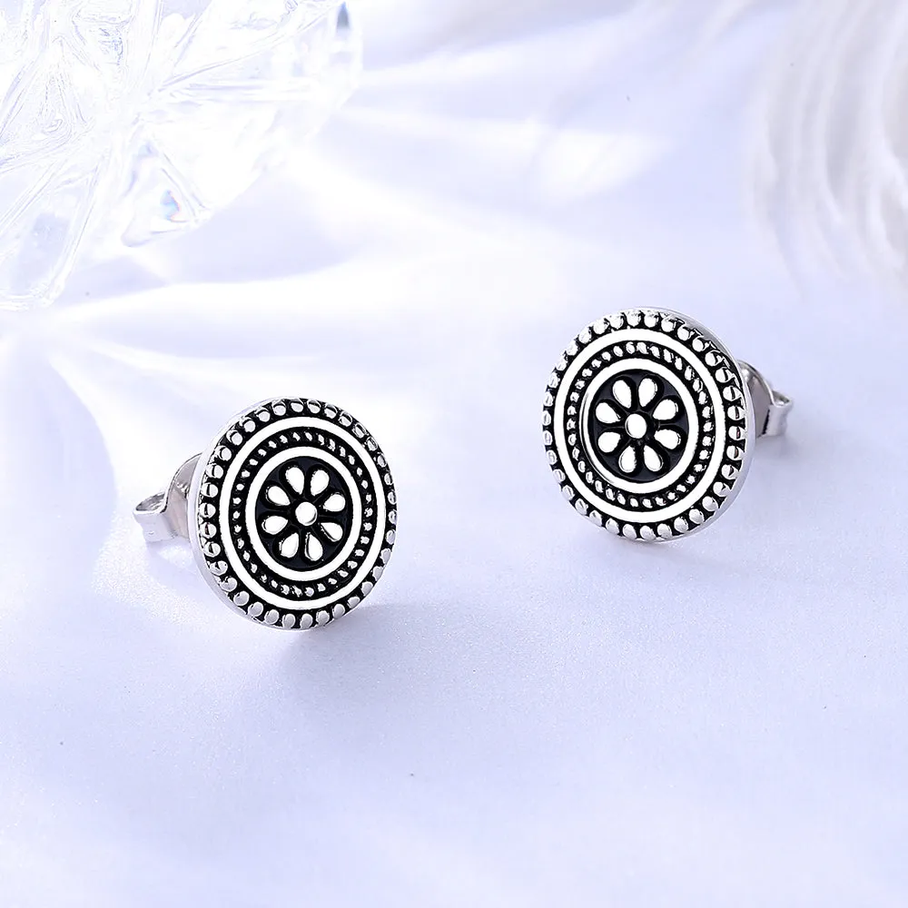 Bali Filigree Oxidized Artisan Floral Stud Earrings