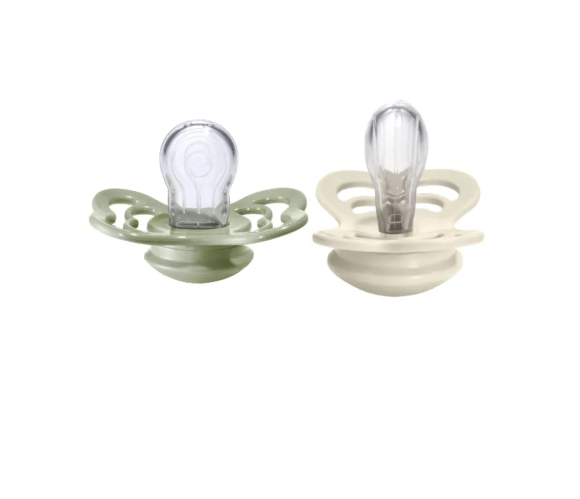 BIBS Dummies - Supreme Silicone Colour 2 Pk Ivory/Sage