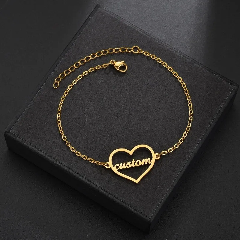 Big Heart Single Name Bracelet