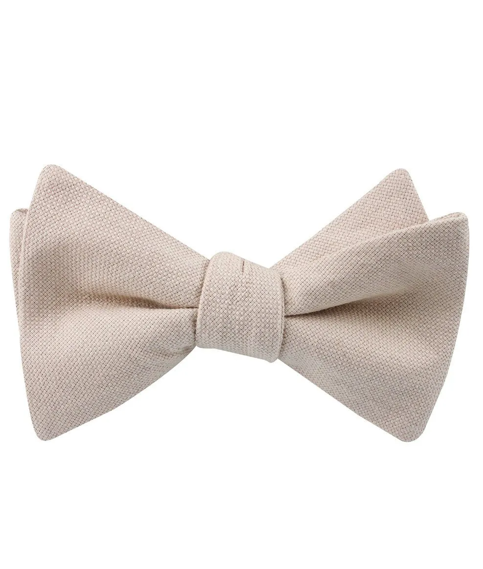 Biscotti Cream Linen Self Bow Tie