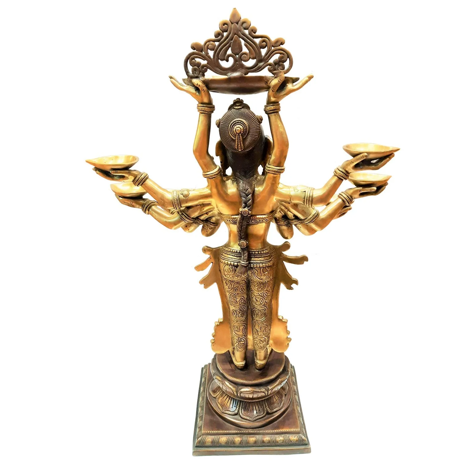 Brass Deeplaxmi Dashbhuja (10 Hands) Two Tone 28 In