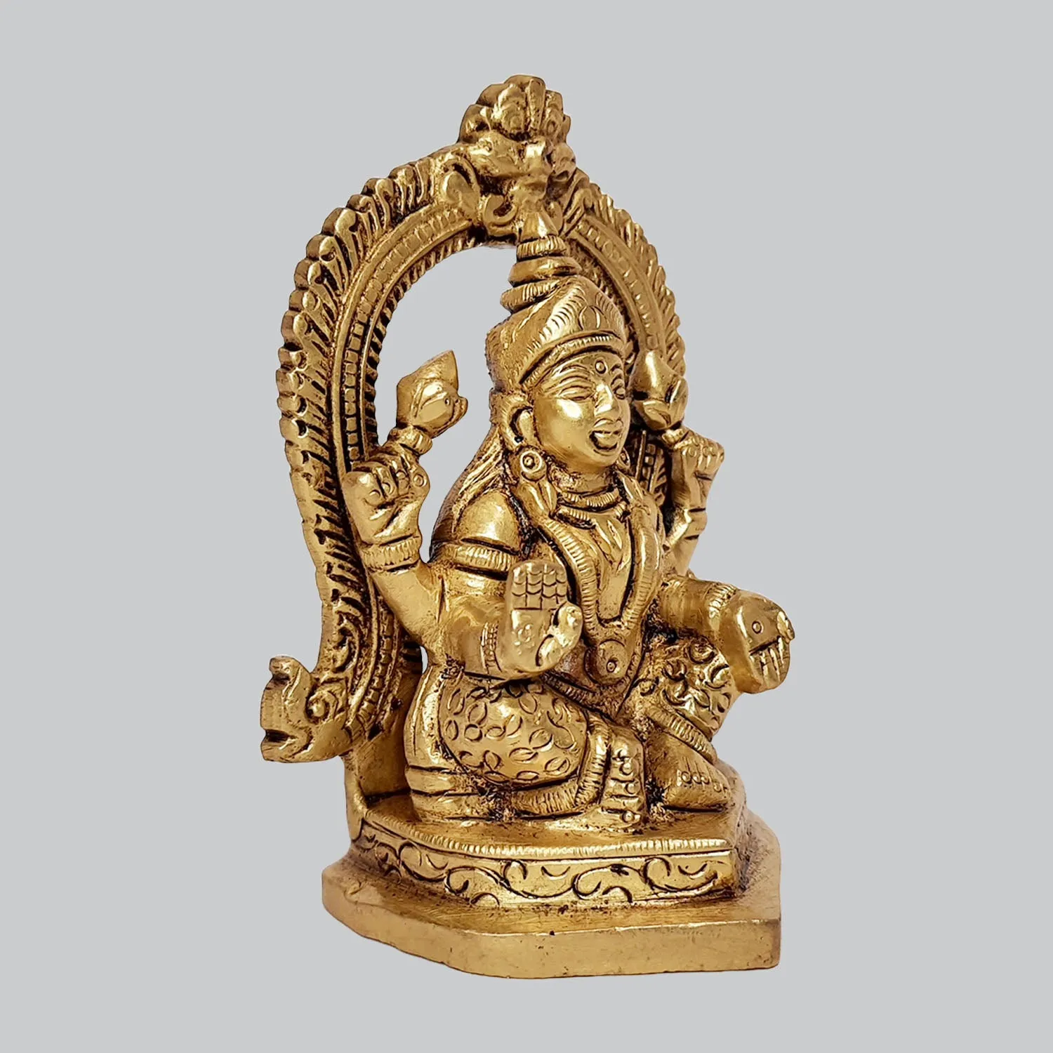 Brass Laxmi Sitting in Arch 4.5 in