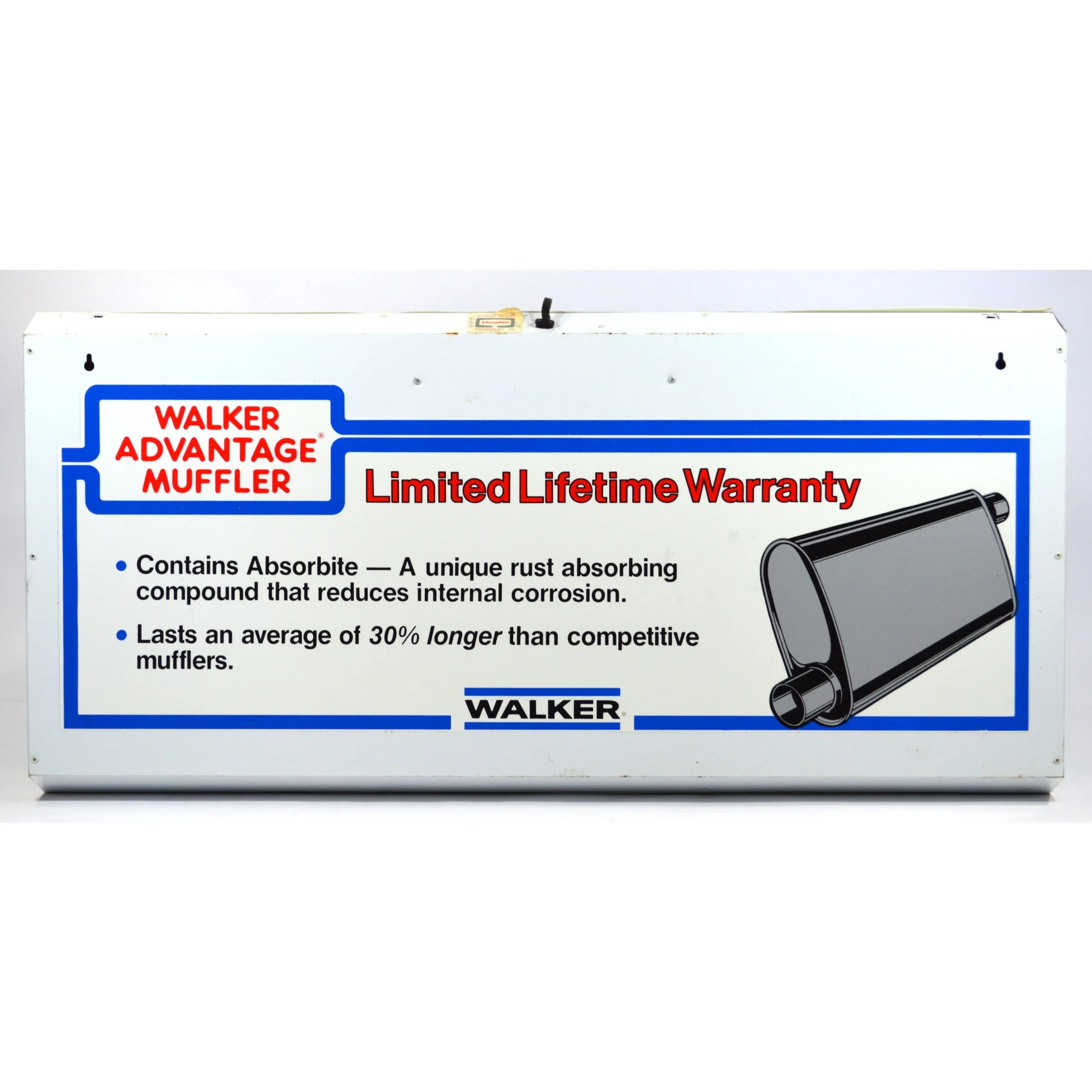 c.1991 "WE INSTALL WALKER MUFFLERS" Double-Sided LIGHTED ADVERTISING SIGN Works!
