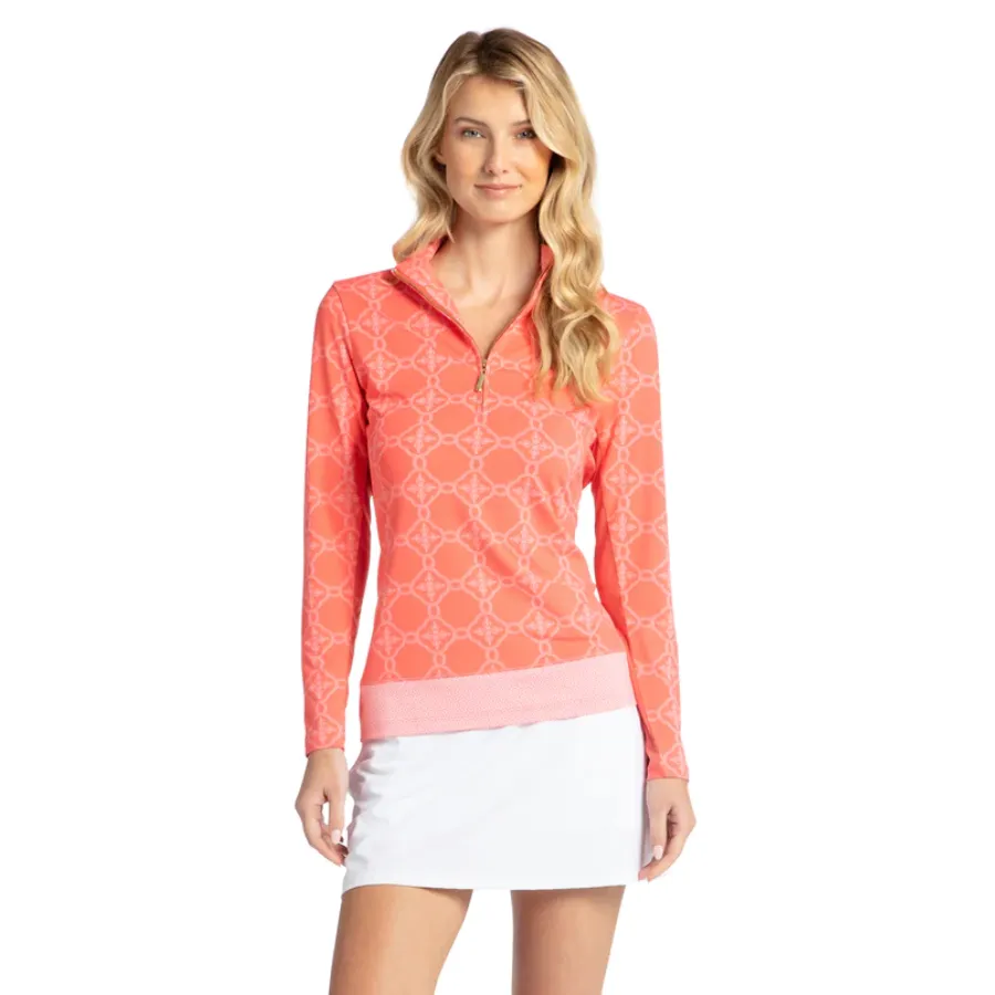 Cabana Life Wicking Performance Rash Guard Zip Top 594-CG23 - Coral Gables Coral
