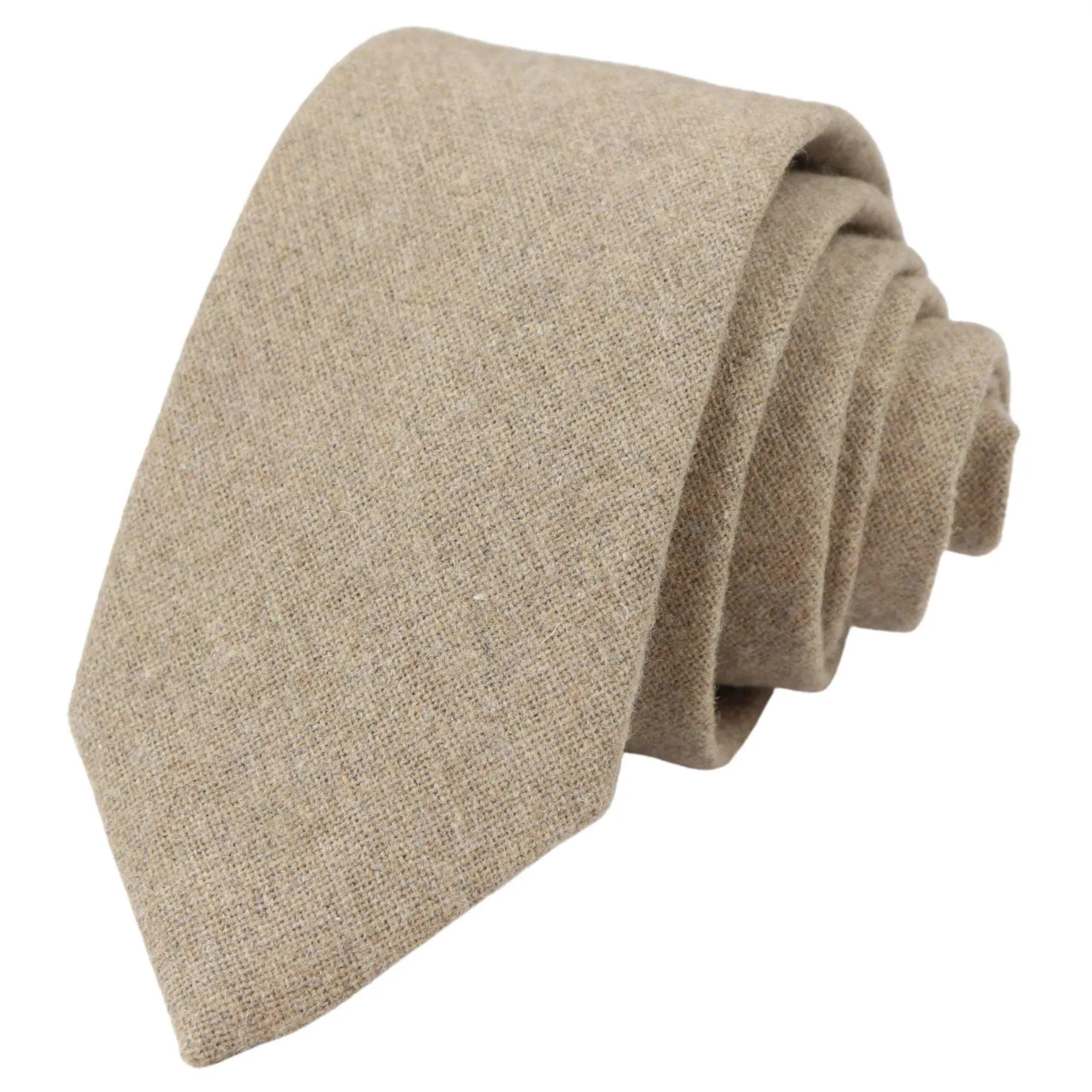 Camel Beige Oak Tweed Tie Hankie Hankerchief 2" Smart Formal Vintage Classic