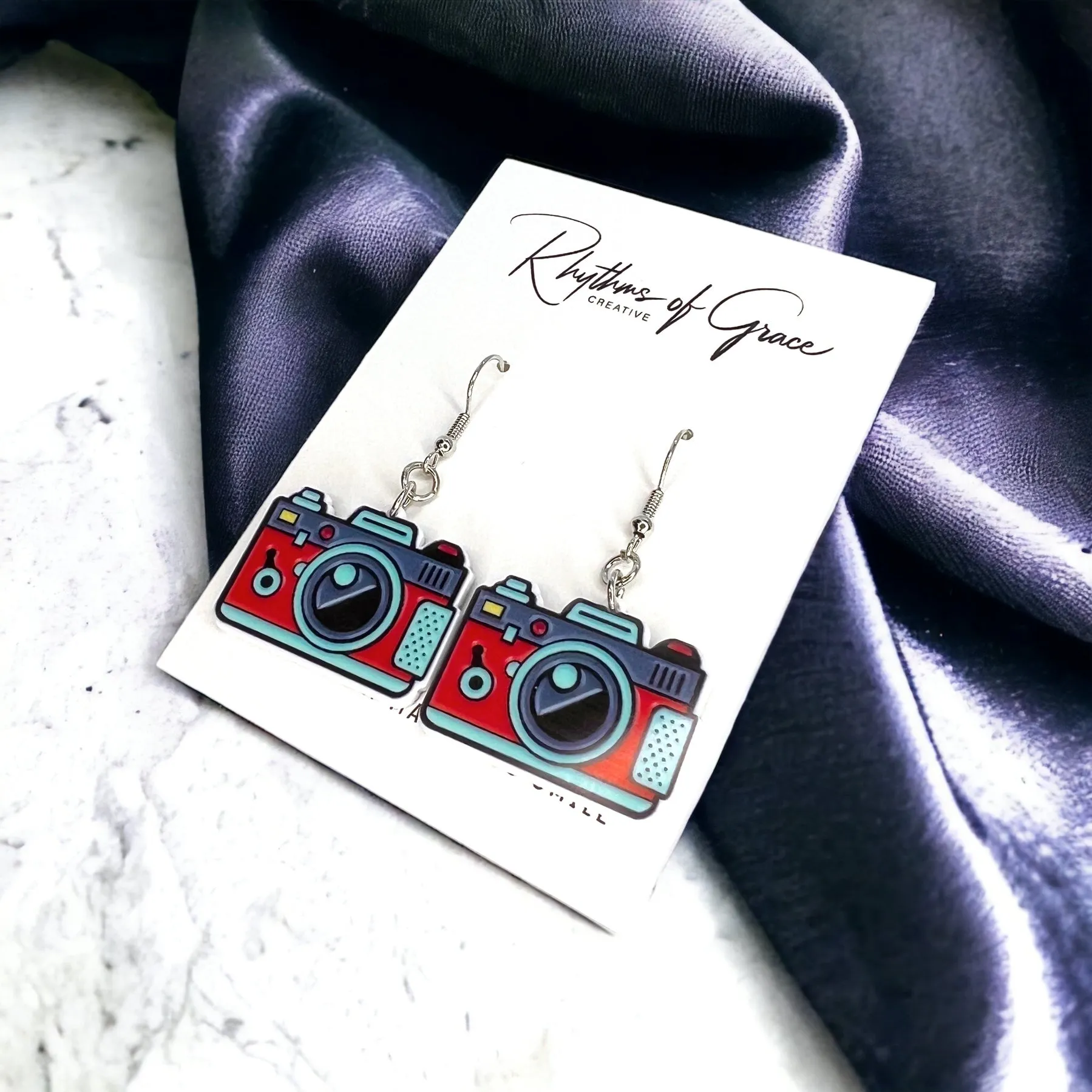 Camera Earrings - Photographer Gift, Handmade Earrings, Retro Camera, Photography Accessories