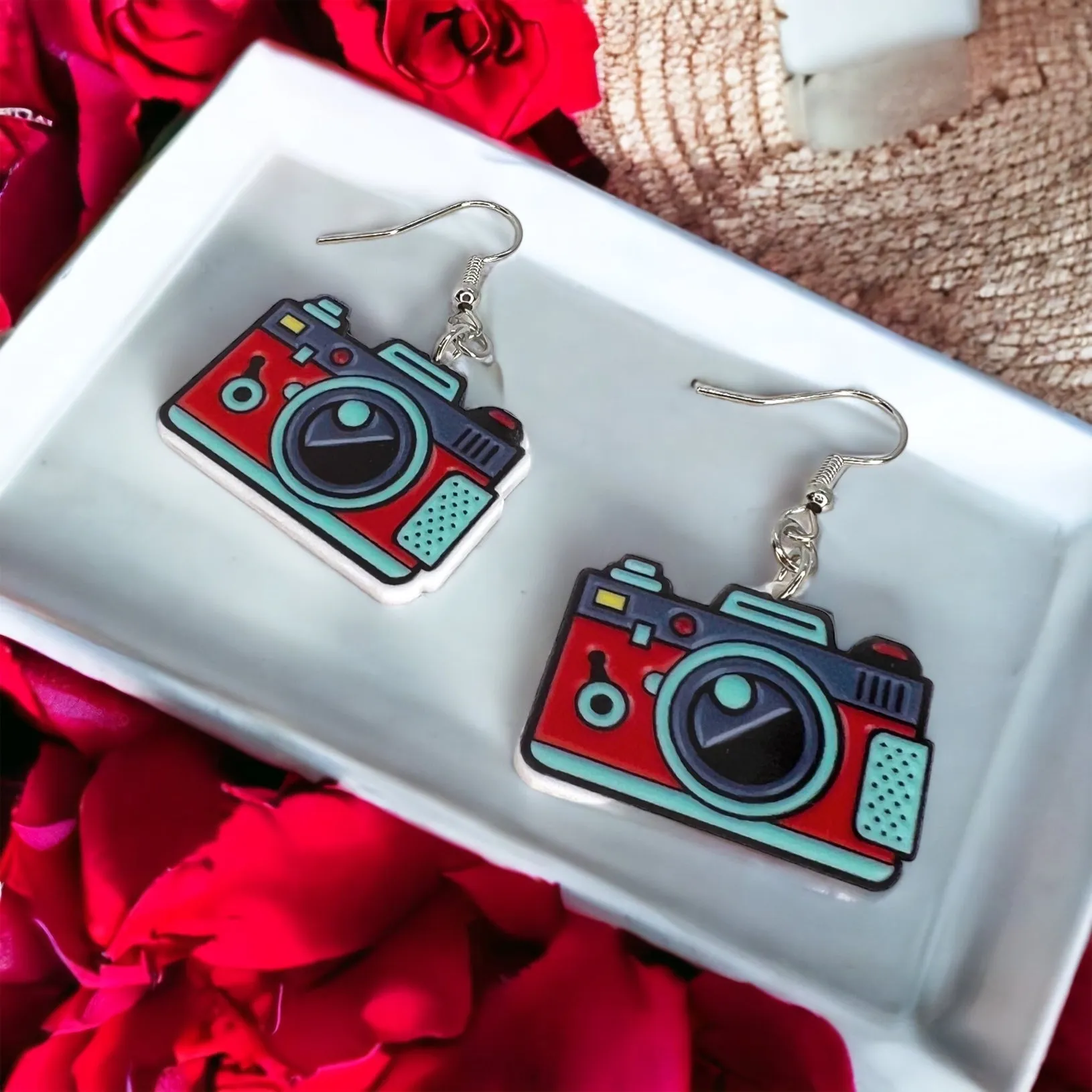 Camera Earrings - Photographer Gift, Handmade Earrings, Retro Camera, Photography Accessories