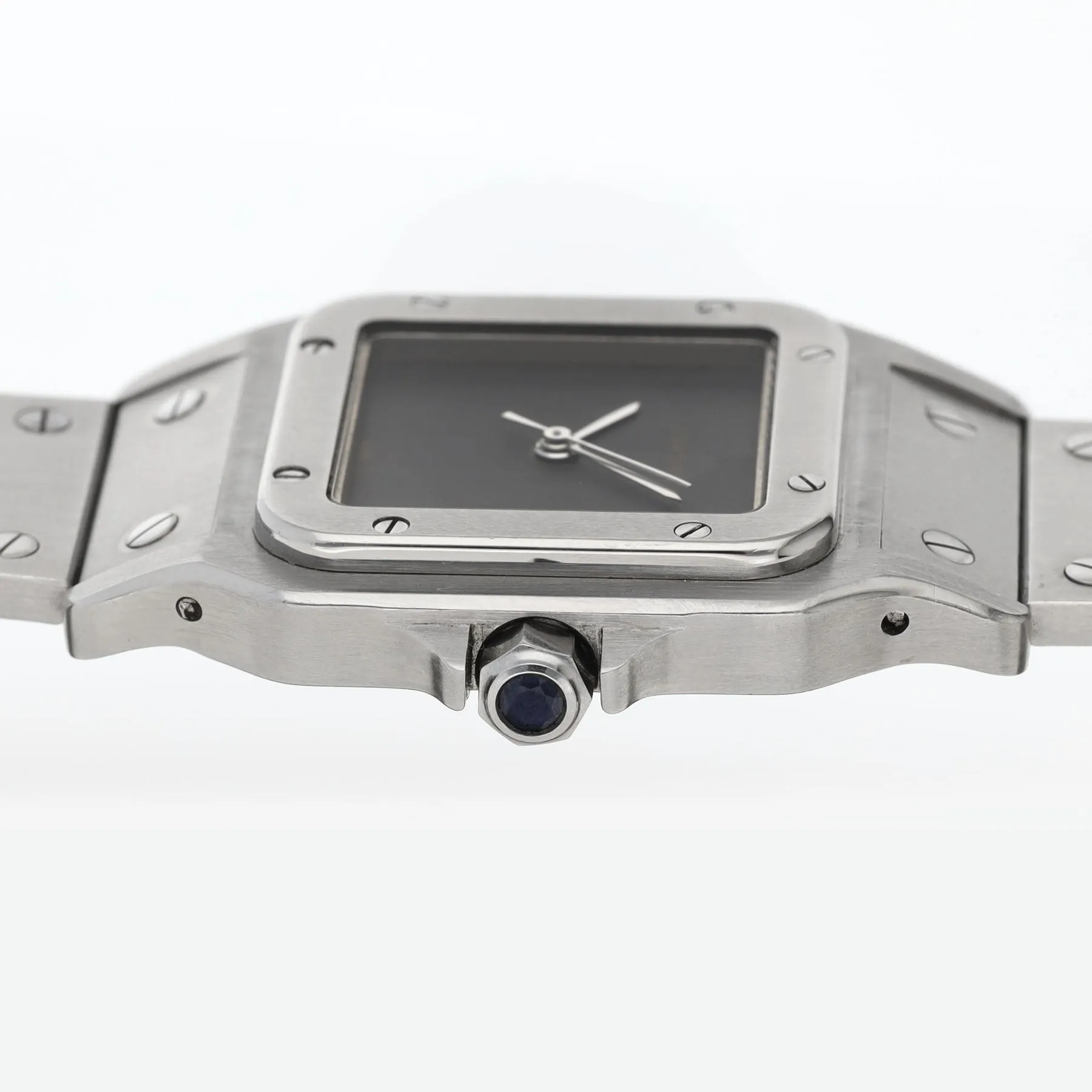 Rare Cartier Santos 2960 Steel Watch with Elegant Grey Dial – Complete Set