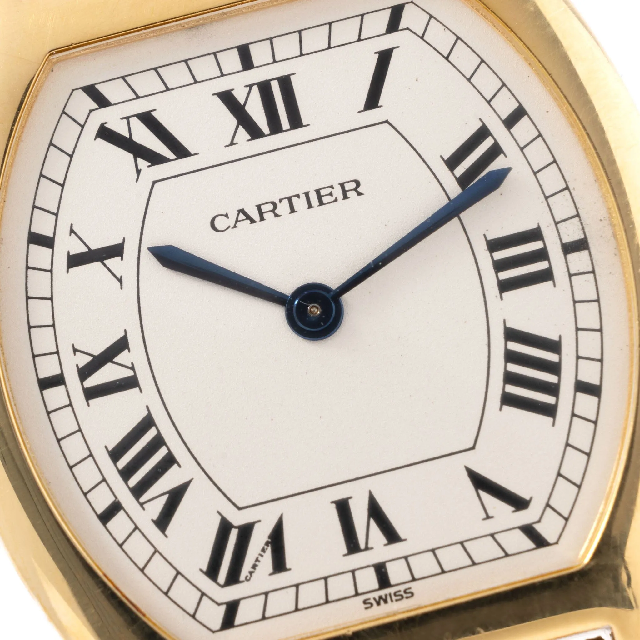 Ultra-Thin Cartier Tortue Watch in 18kt Yellow Gold with Box and Papers